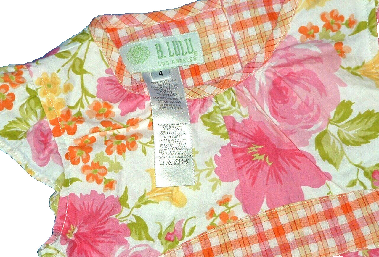 Baby LULU Boutique Girls 2pc Top Leggings Floral Print on Plaid 4Y