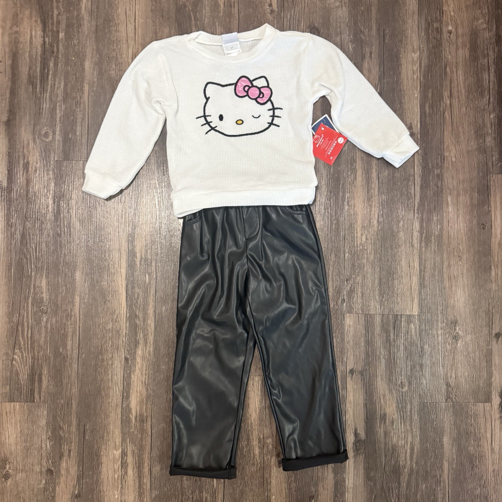 Hello Kitty Toddler Girl Sweatshirt and Faux Leather Pants Set 2 Piece 4T