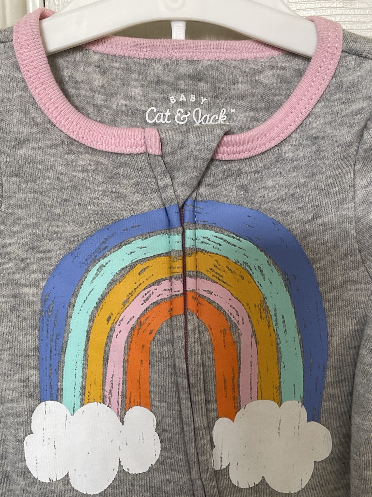 Baby Clothes Cat & Jack Newborn Gray and White Rainbow Footed 2 pieces New NWT