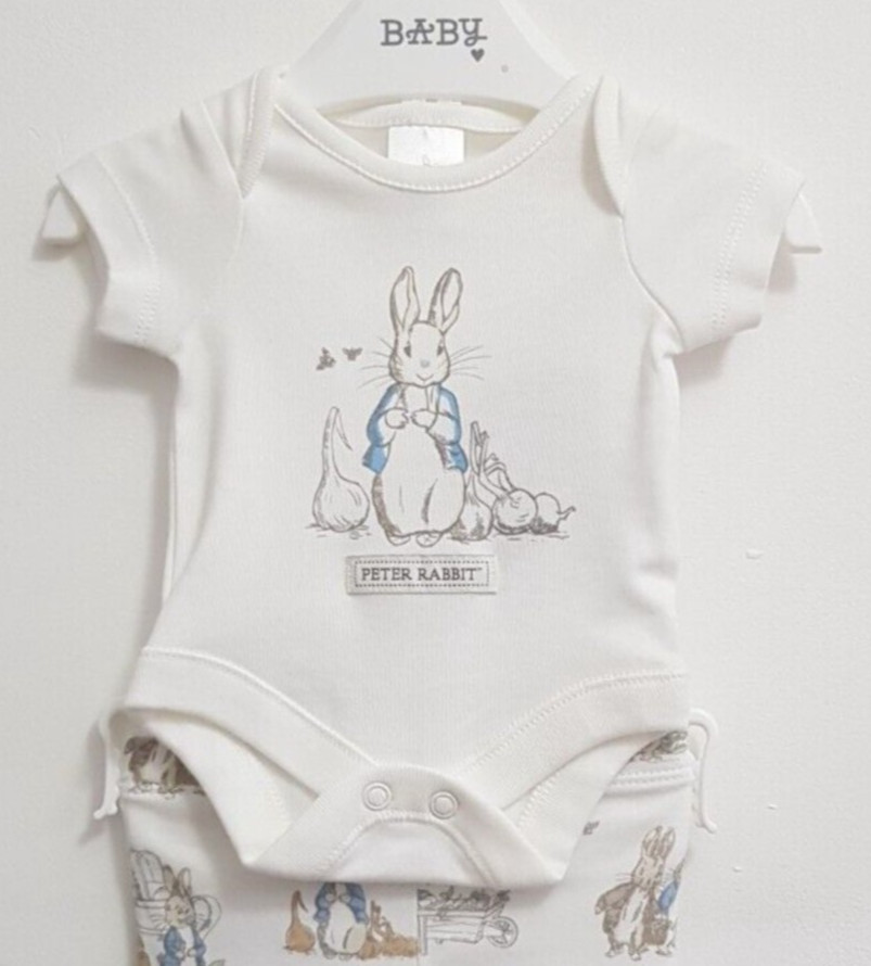Baby Unisex Peter Rabbit Bodysuit & Leggings 2 Piece Character Set Newborn