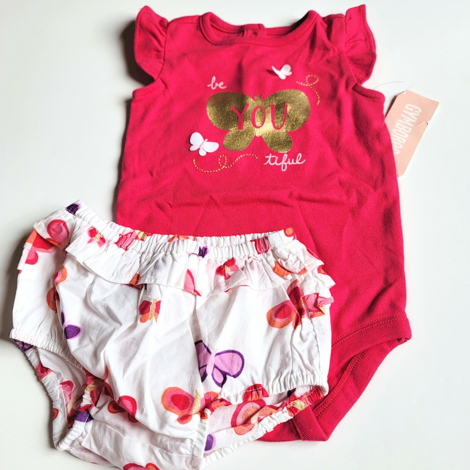 Gymboree 12-18 mo Sunset Glow Butterfly Bodysuit Bloomers Set Pink NWT