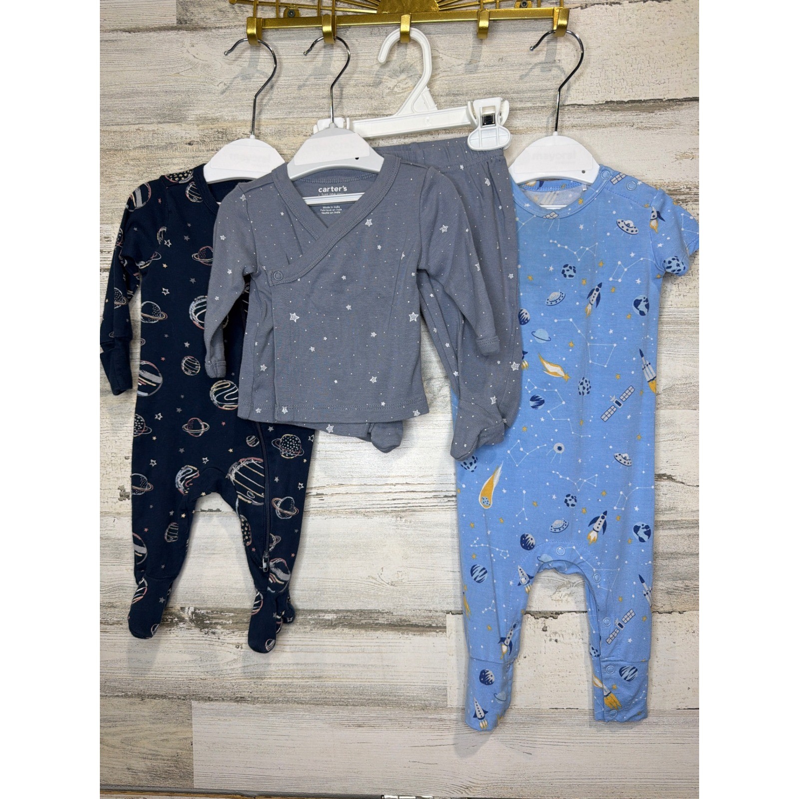 Members Mark Carters Baby Boys 3m 3/6m Bundle Space Star Bamboo Organic