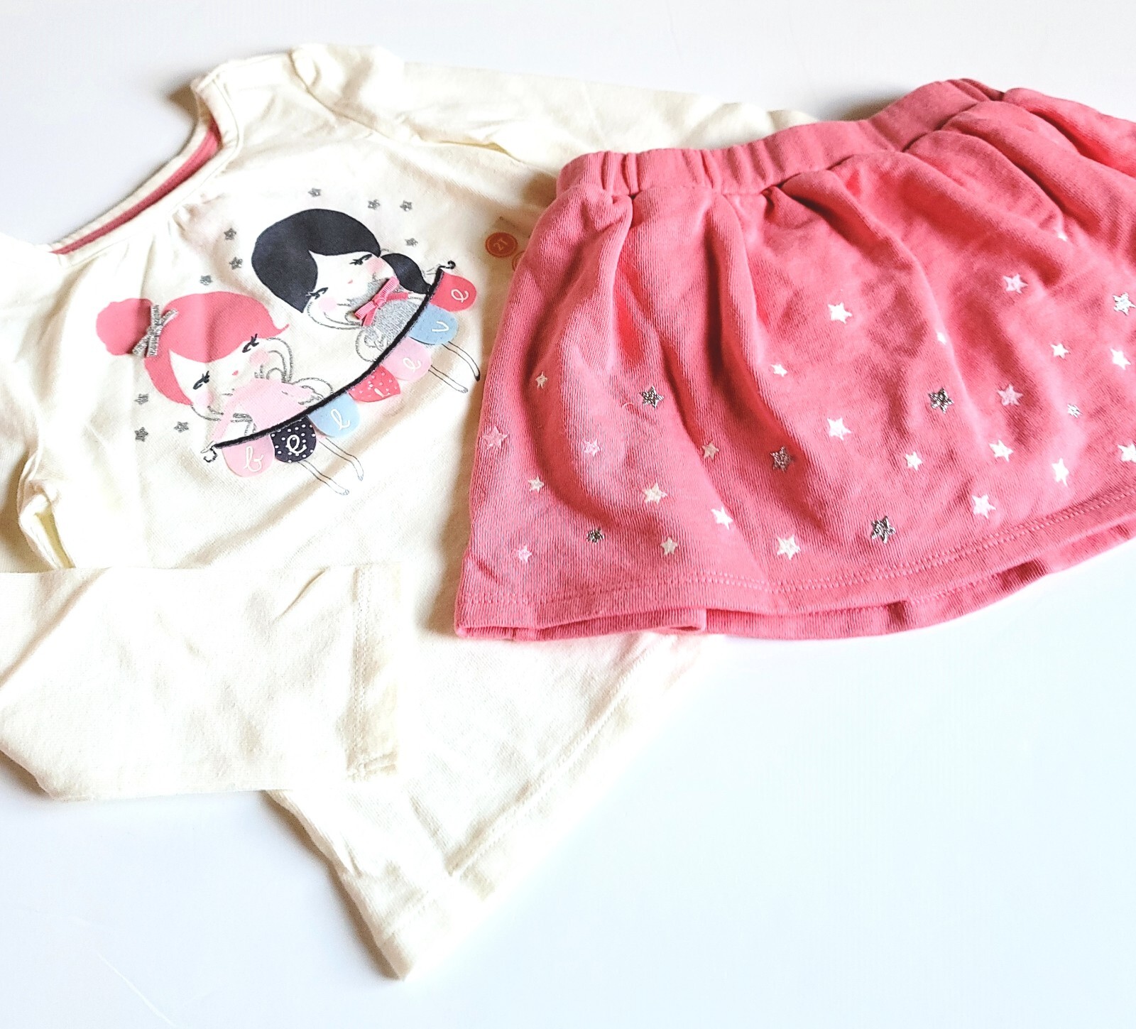 Gymboree 2T Cozy Fairytale Fairy Believe Shirt & Sparkle Star Skirt NWT Pink