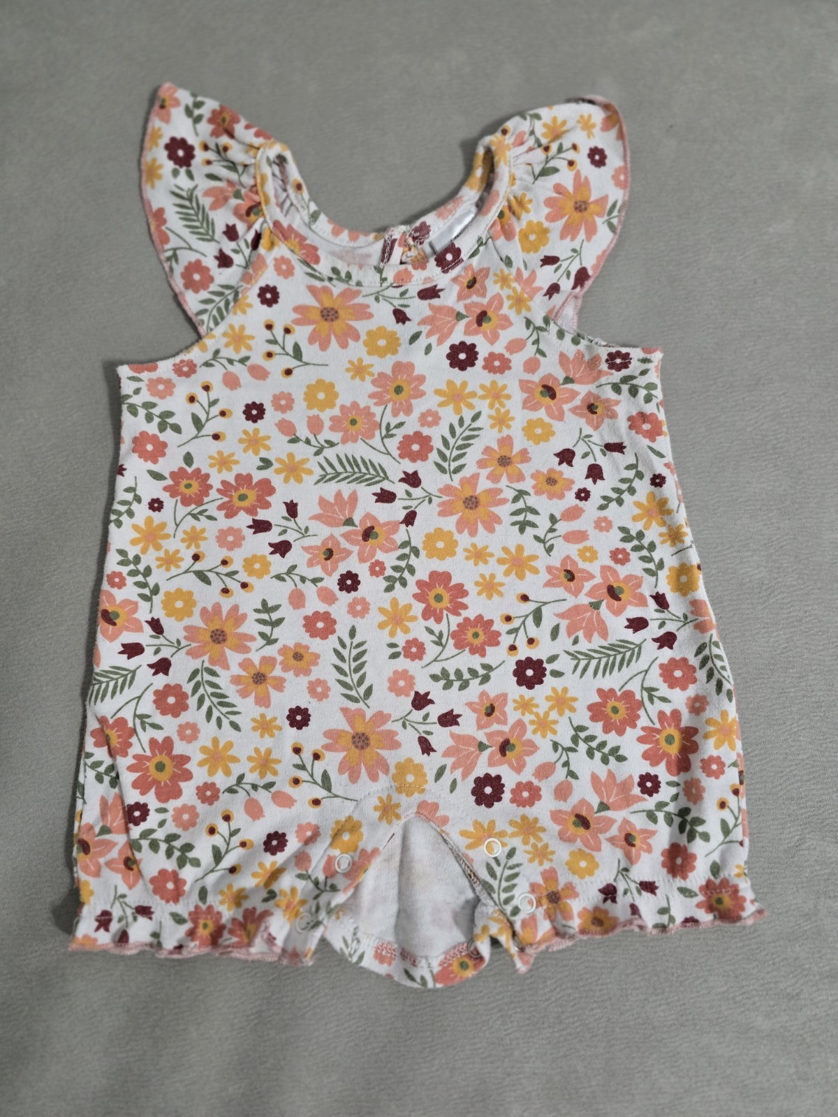 Little Beginnings 2-Piece Floral Pink Romper Set White Multicolor 12 Months
