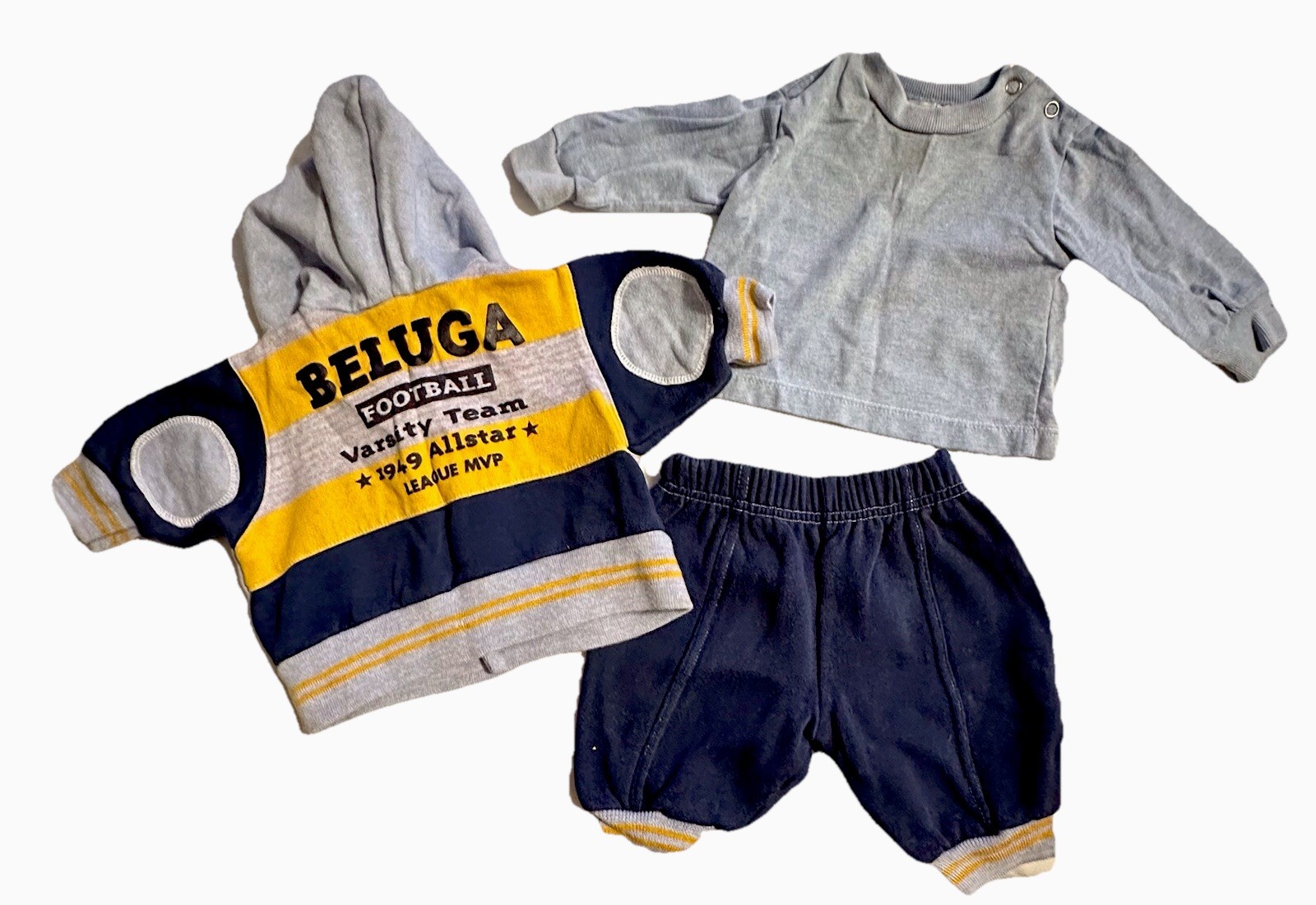 Baby Varsity Stripe Football Three Piece Outfit Vintage 0-6 Months Baby Beluga