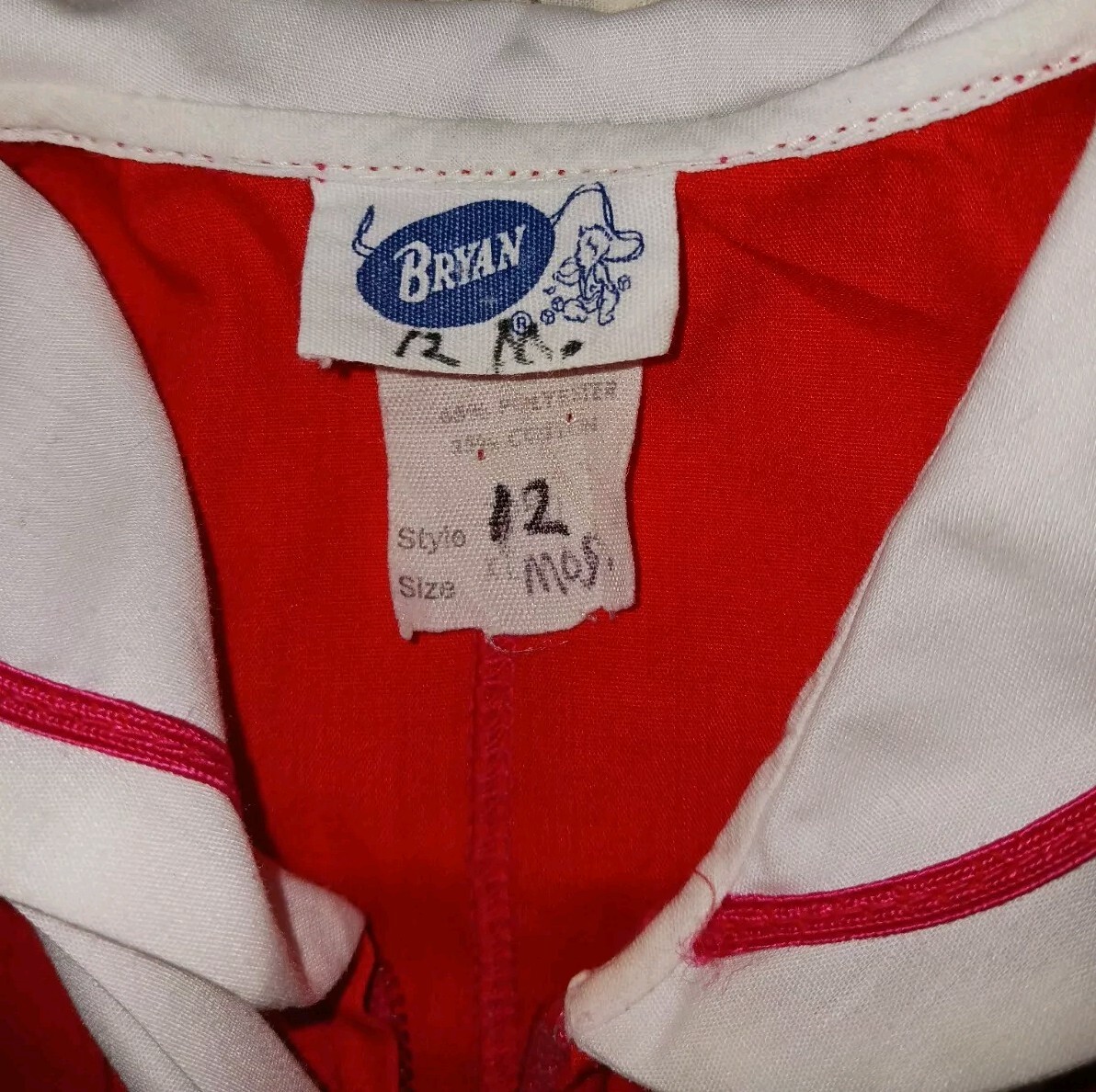 Vintage Bryan Child Red & White Nautical Sailor Suit Metal Buttons Sz 12 Month