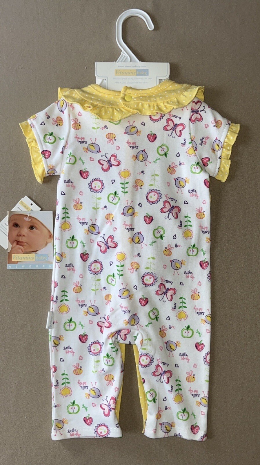 9 Months Girls “Bee” THREE Piece Outfit Set~Coverall, Bib & Socks, New With Tags
