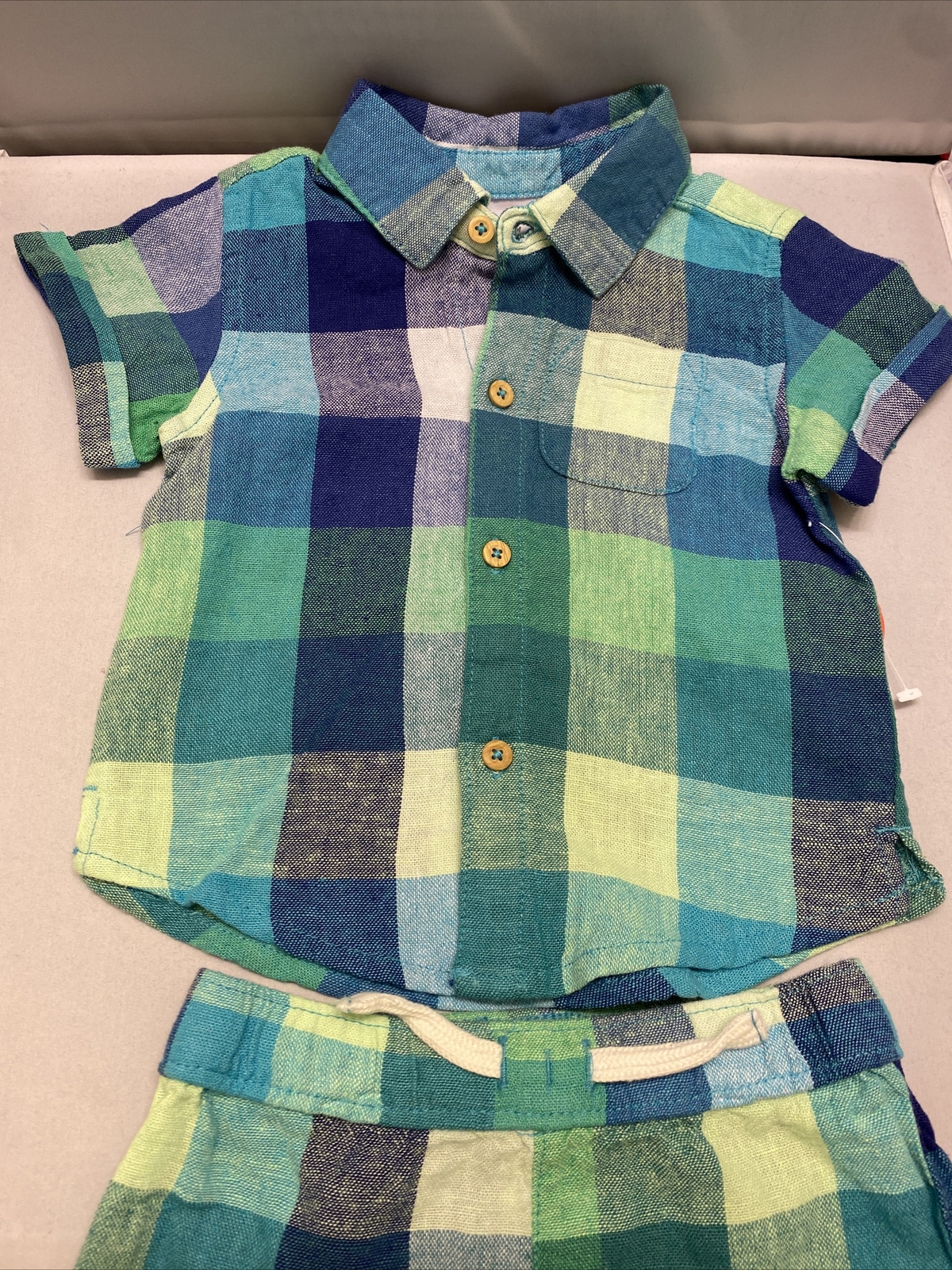 Baby Boys Woven Short Set 2-Piece Plaid Outfit
