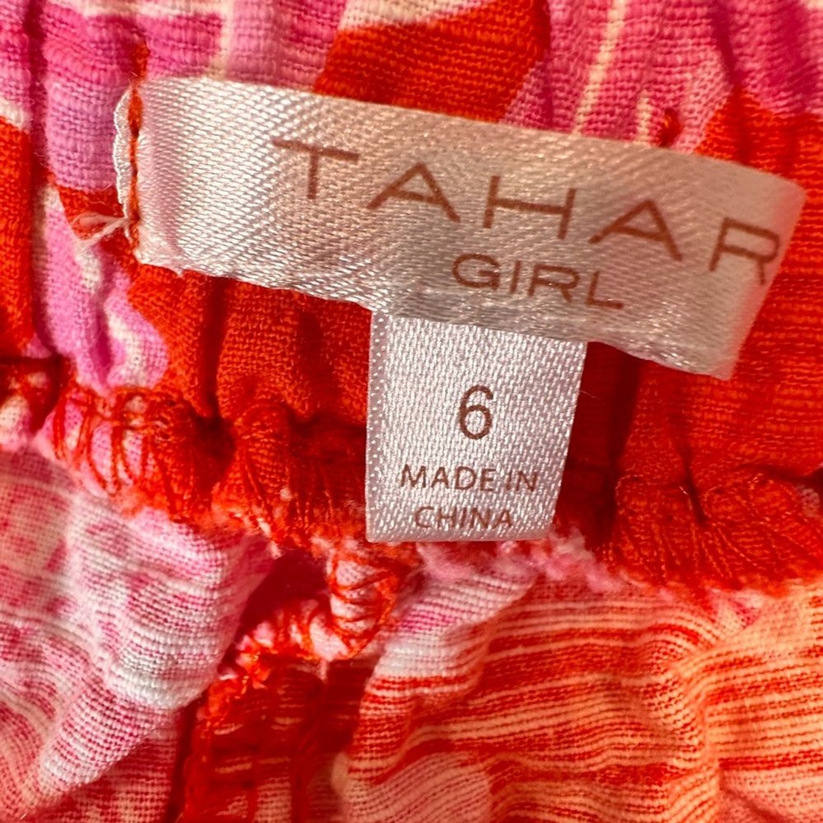 Tahari Girl Set Size 6 Pink coral Floral ruffle Hawaiian top shorts Outfit