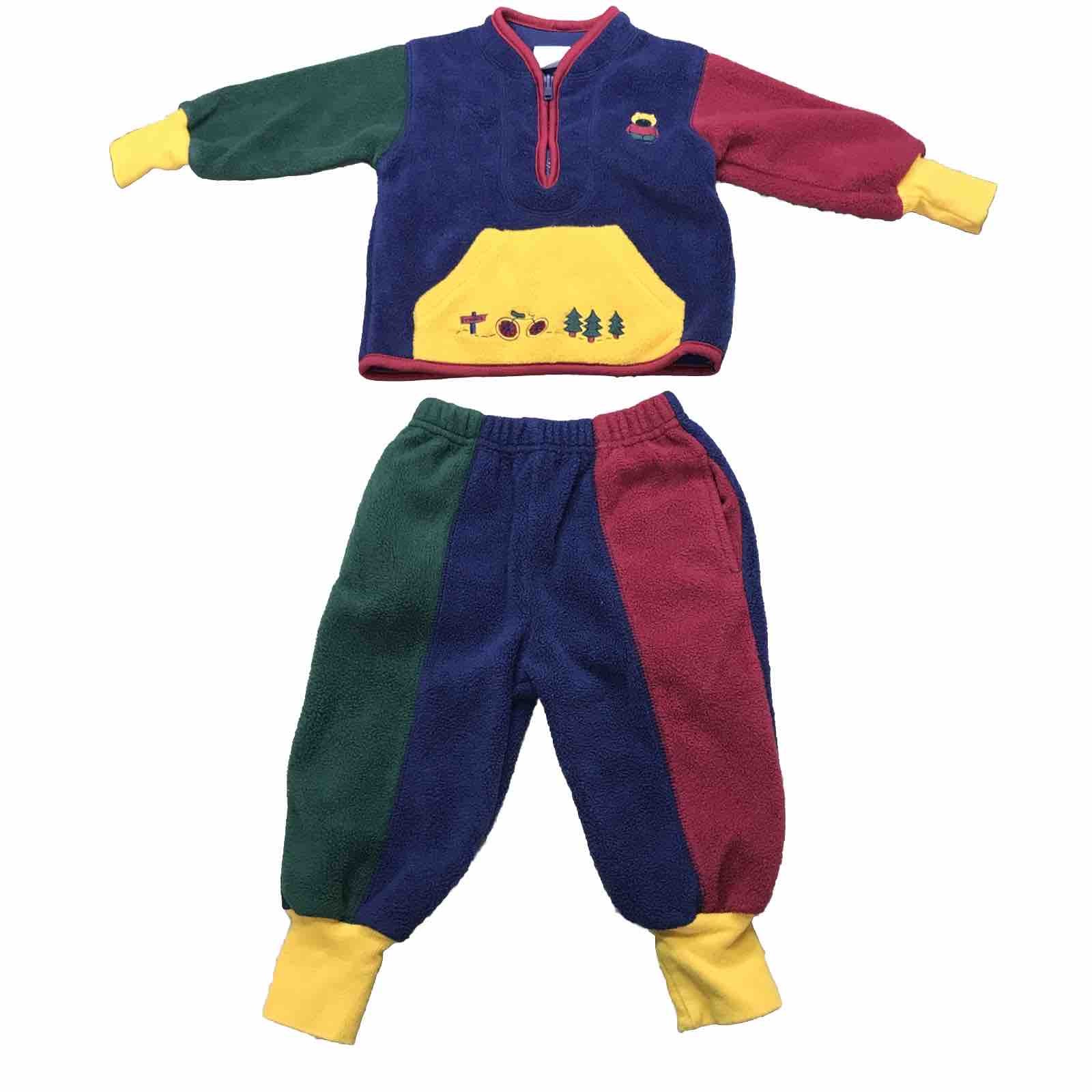 VTG 2nd Step Colorblock Infant Boy 12 Mo 2 Piece Outfit 100% Polyester Bear Wood