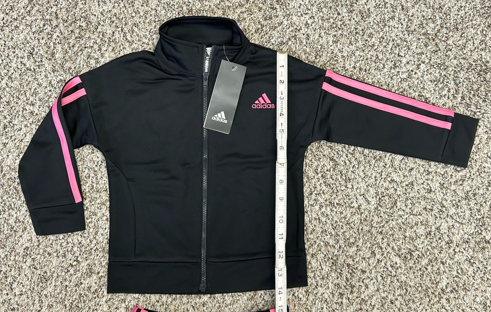 New ADIDAS Girls 2-piece Classic Tricot Track Suit Black / Pink Size 2T (M10)
