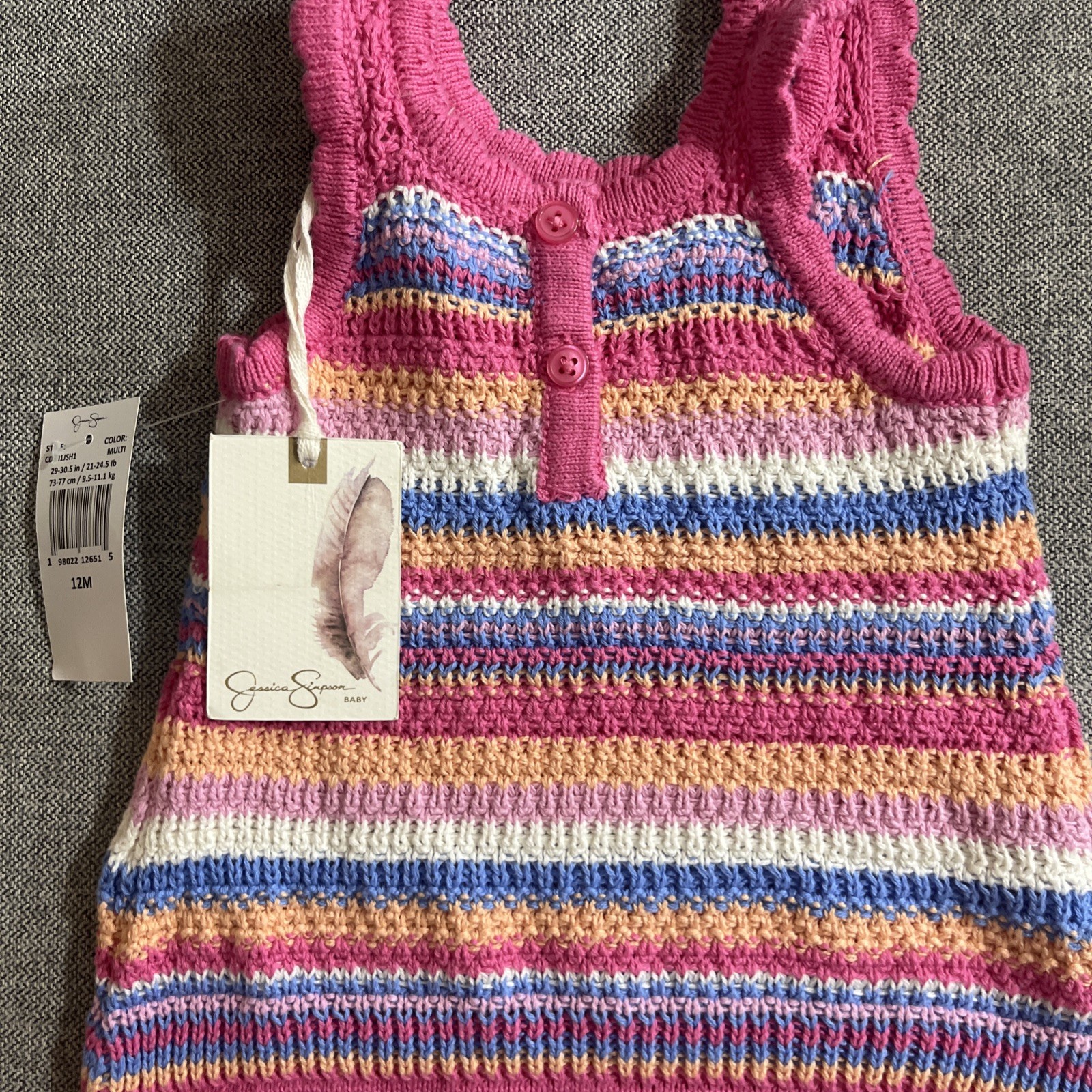 Jessica Simpson Baby 2 Piece, Multi Color, Knit Set, New. Infant Size 12m