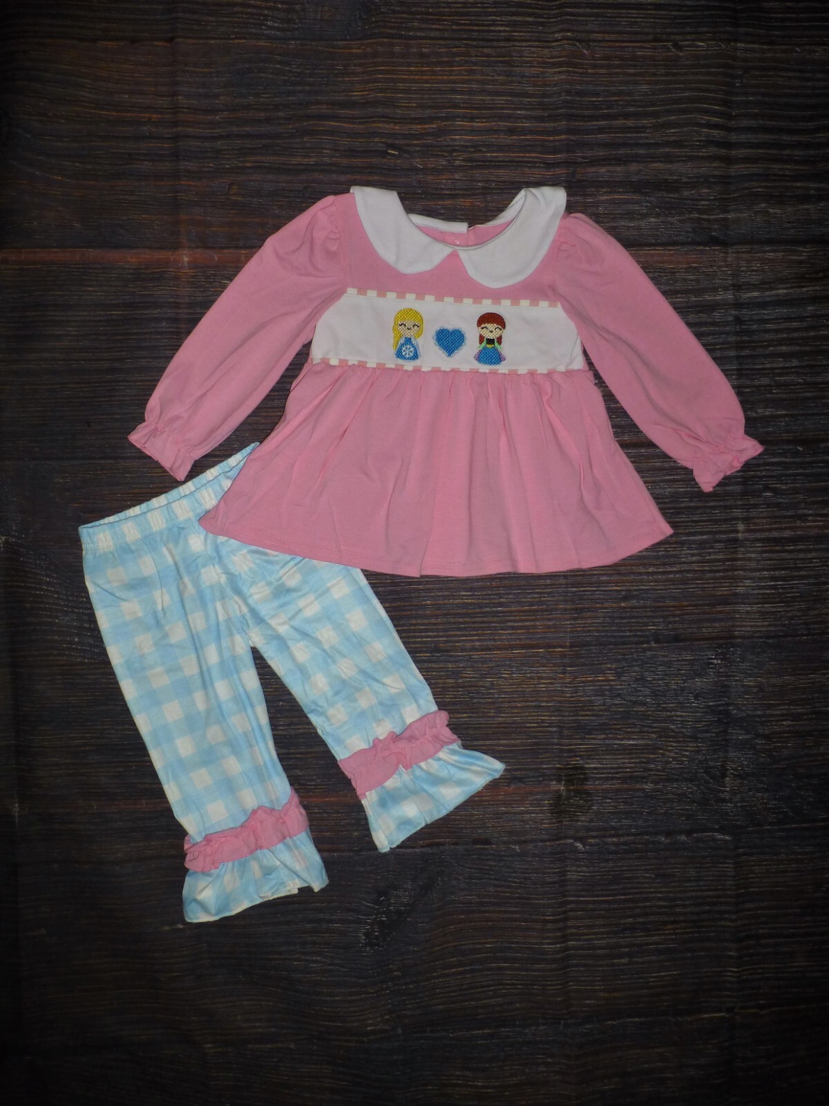 NEW Boutique Girls Frozen Ana Elsa Tunic Dress & Ruffle Leggings Outfit Set