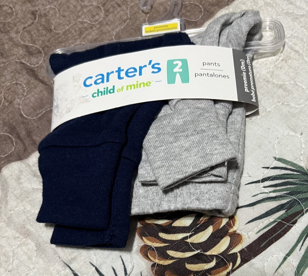3 Lovable Friends bodysuits and 2 Child of Mine pants for premie boys