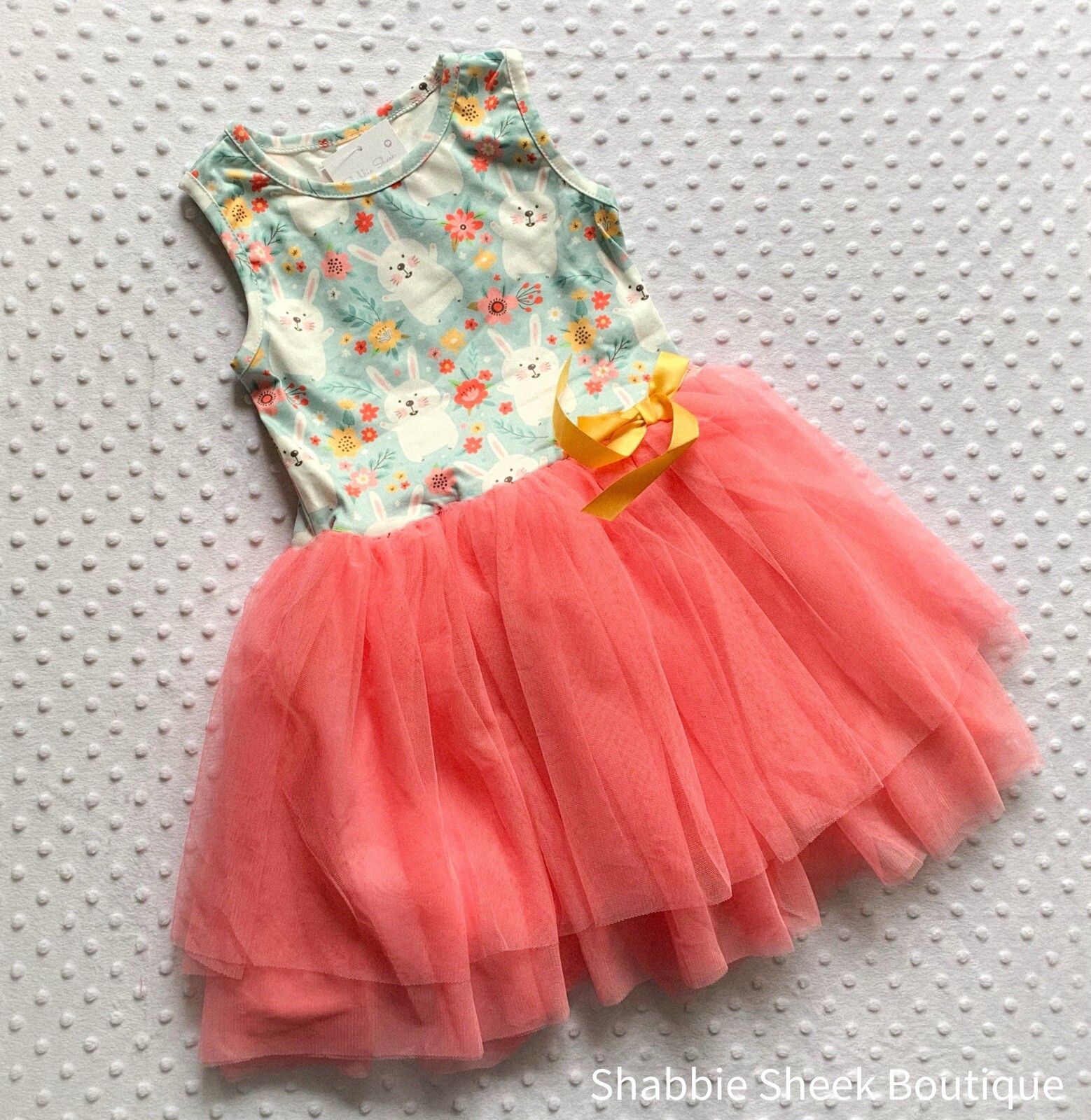 Girls 2T Bunny Tutu dress. Bunny pattern tank top with a tulle bottom