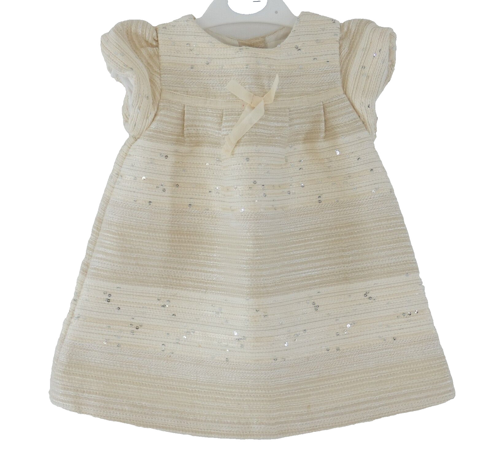 Marie Chantal Baby Girl Dress Ivory Beige Striped Sequins Occasion age 6 months