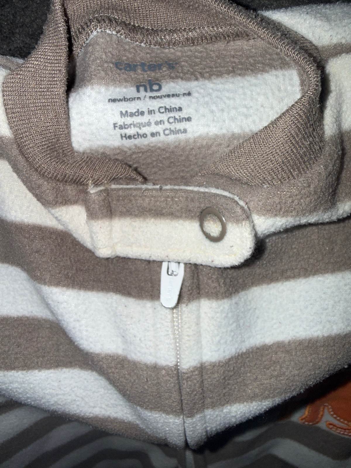 Carter’s Newborn-3M Boy Lot of 4 Cozy Footed Hooded Winter Thick One Pieces