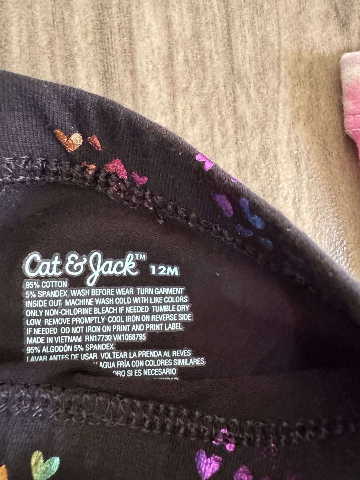 2 Set Cat & Jack Girls Toddler 12M Black Foil Heart And Multi Tie Dye