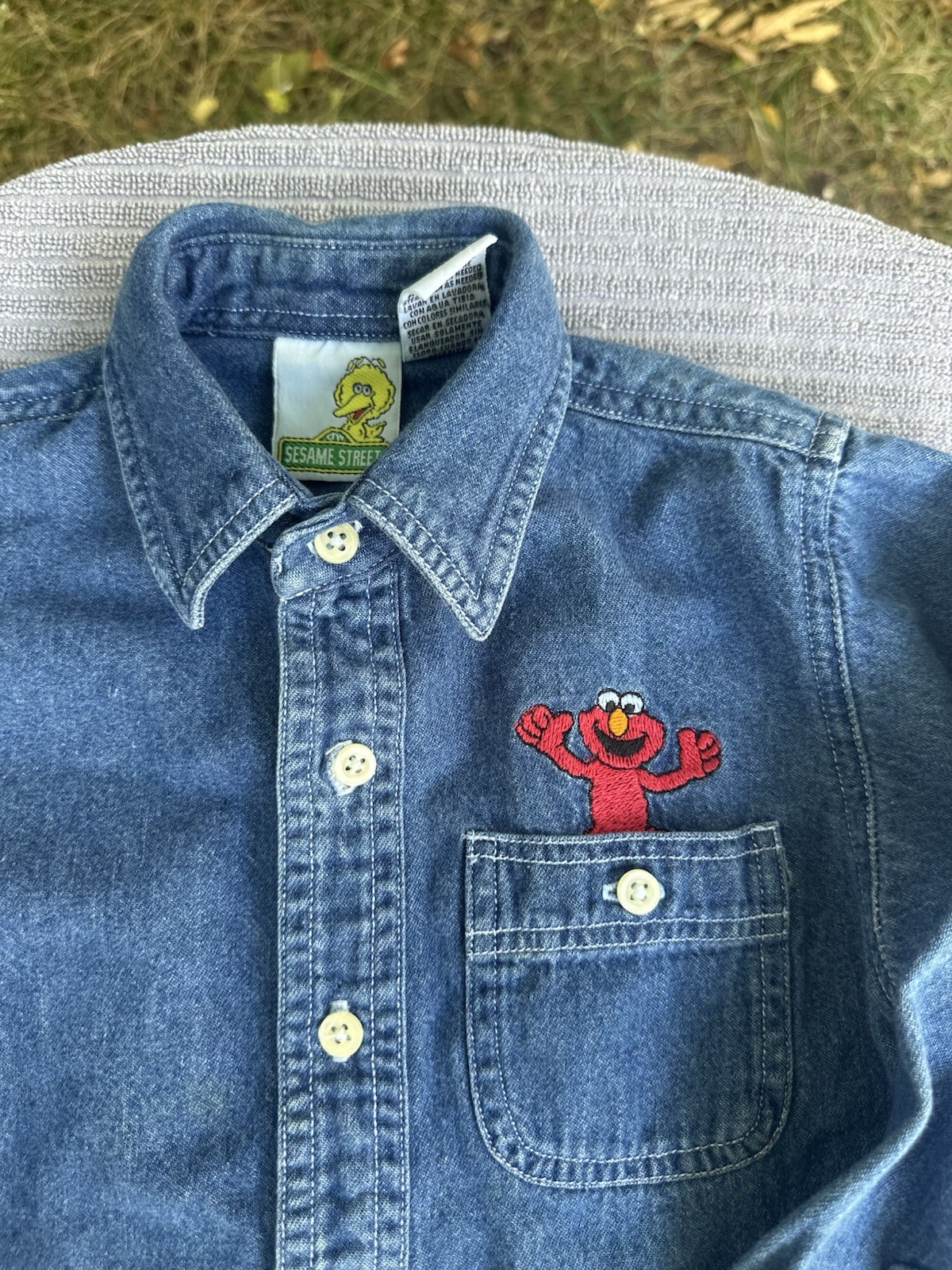 Vintage 90’s Sesame Street Elmo And Friends Denim Shirt And Pants 4t Read