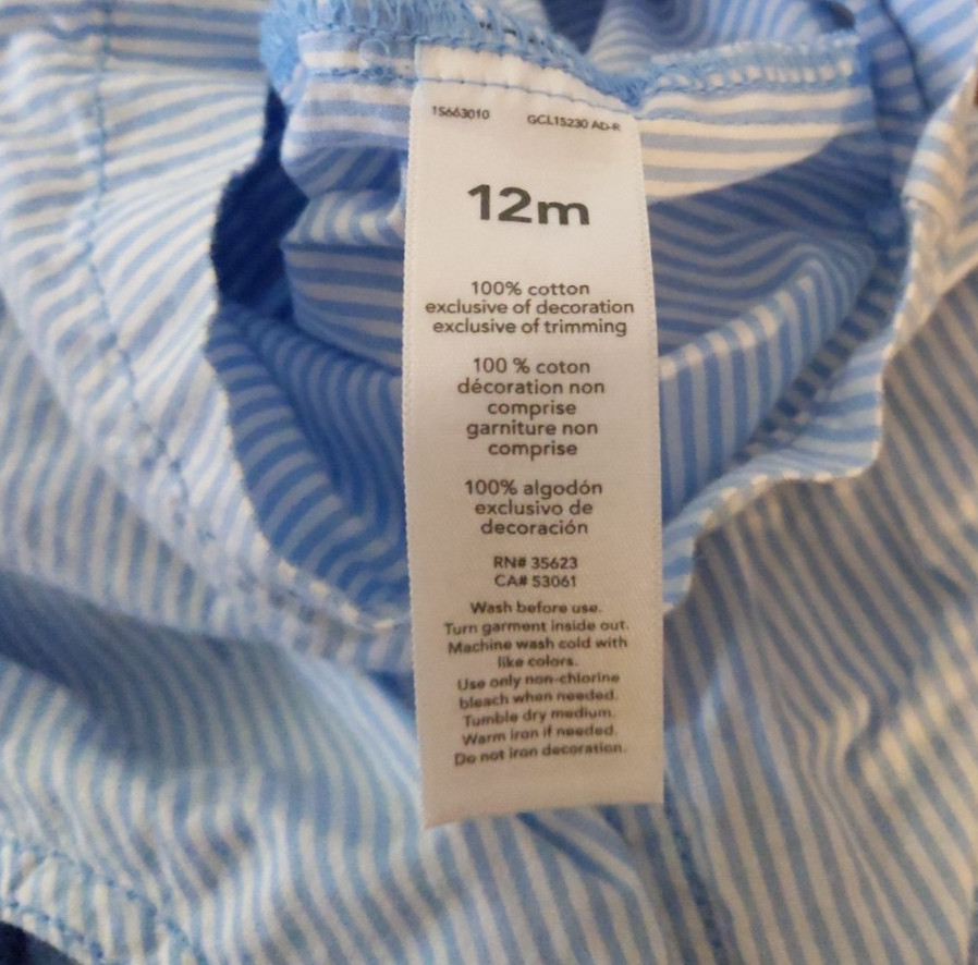Carters Baby Overalls Boys 12m Sailor Blue White Striped Sail Boat Outfit Infant