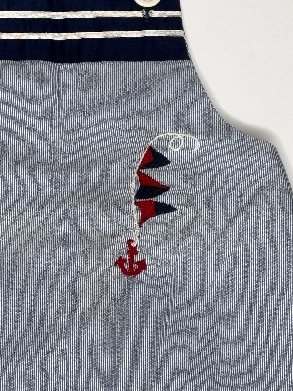 Vintage Alber Baby Nautical Overalls Outfit Size 4 Months