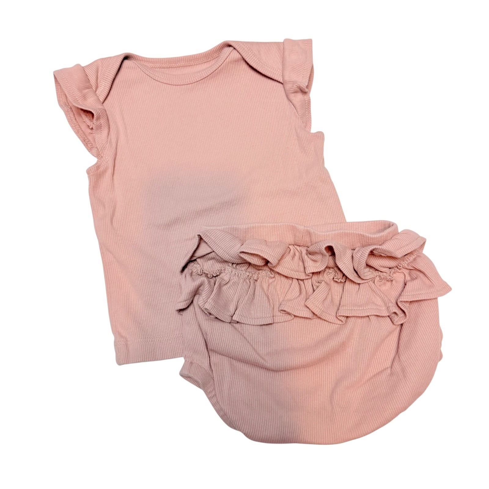Little Planet by Carters Organic Pink Ribbed Flutter Sleeve Top and Bloomer Set