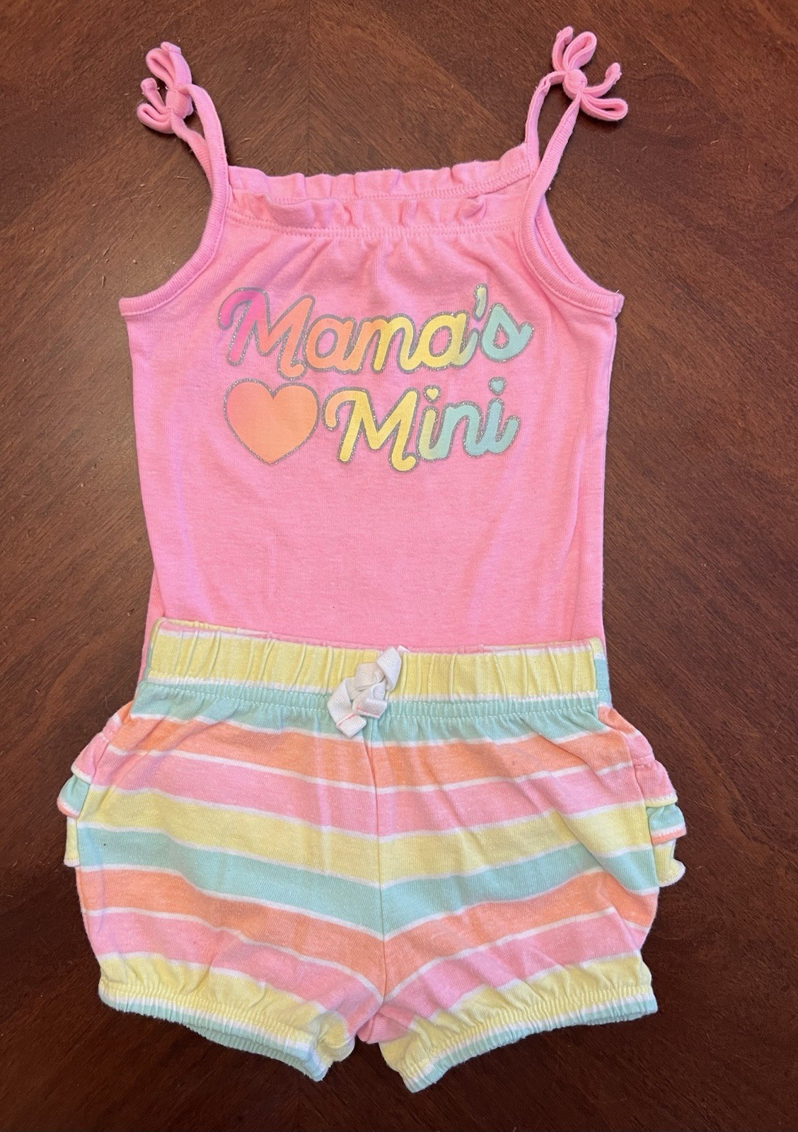 Baby Girls 2pc Set Sleeveless Bodysuit / Ruffle Shorts Size 12M Jumping Beans