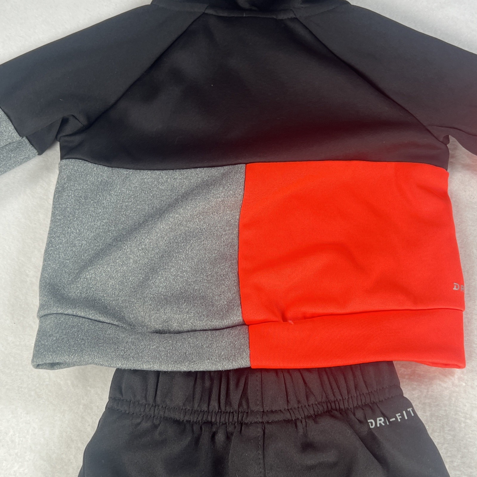 Nike: Hoodie/Long Sleeve Shirt & Sweat Pants Outfit Black Grey Orange 12 Months