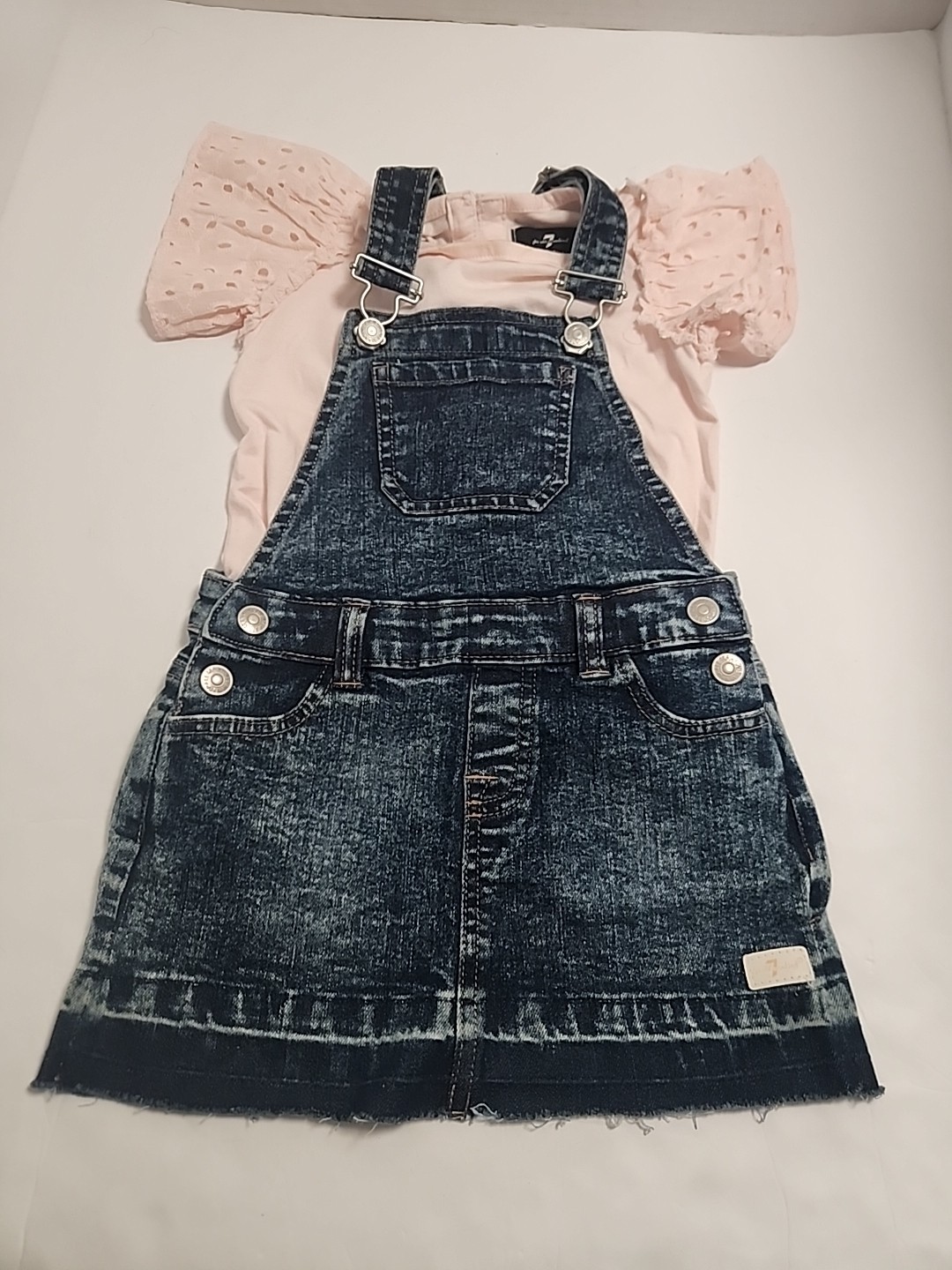Toddler Girls 7 For All Mankind Overall Dress/t-shirt Outfit Size 2T
