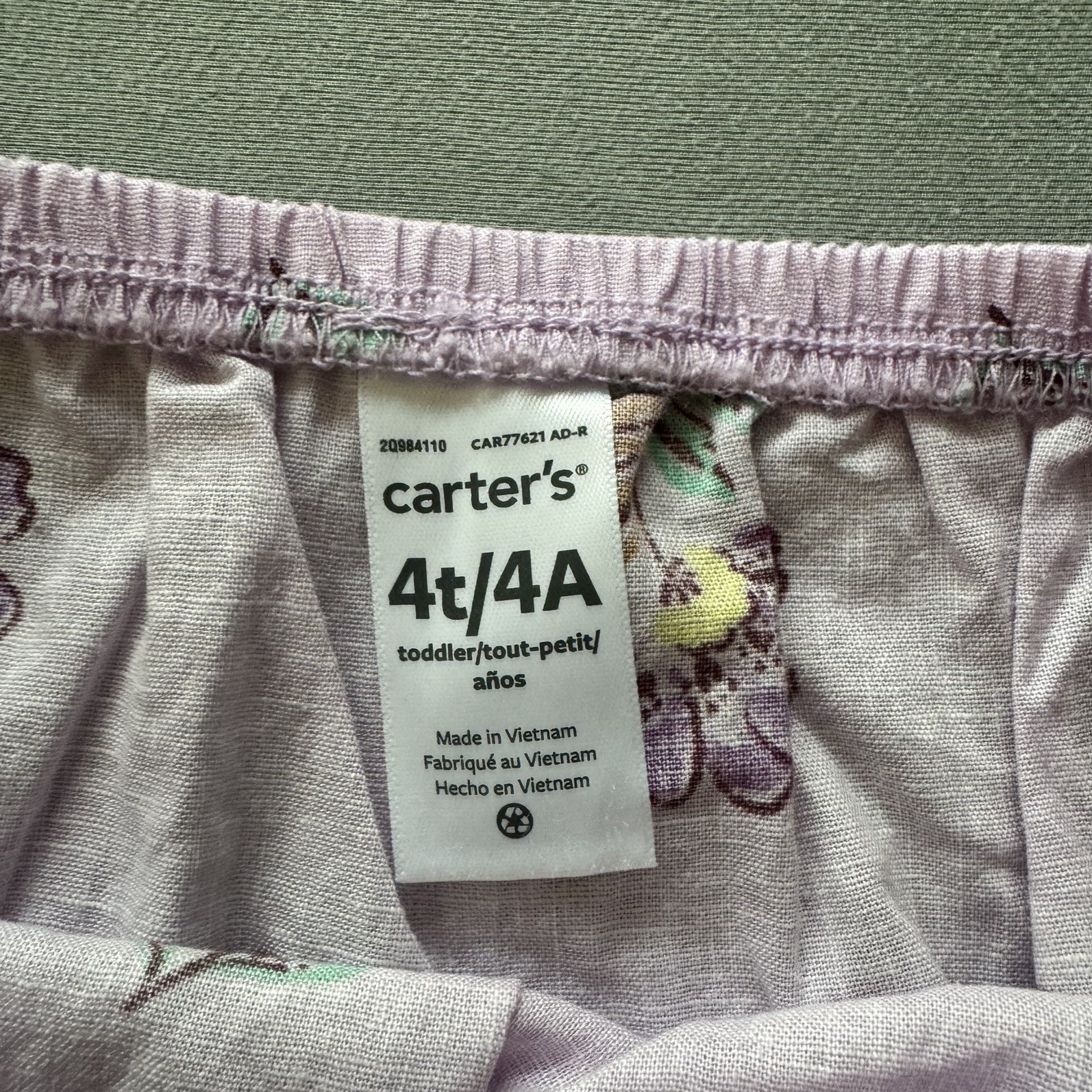 Carter’s girls 4T shirt and skort set linen and cotton blend purple floral