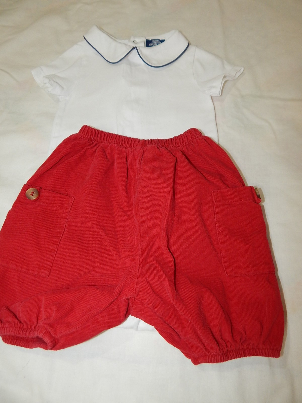 Thomas Brown British Red Cord Vtg Shorts and Navy White One Piece 12-24 Months