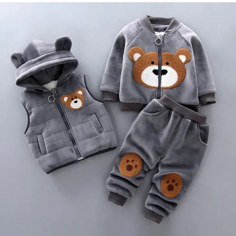 3PCS Winter Autumn Toddler Baby Boys Girls Clothes Baby Sweaters Warm Outfit Set