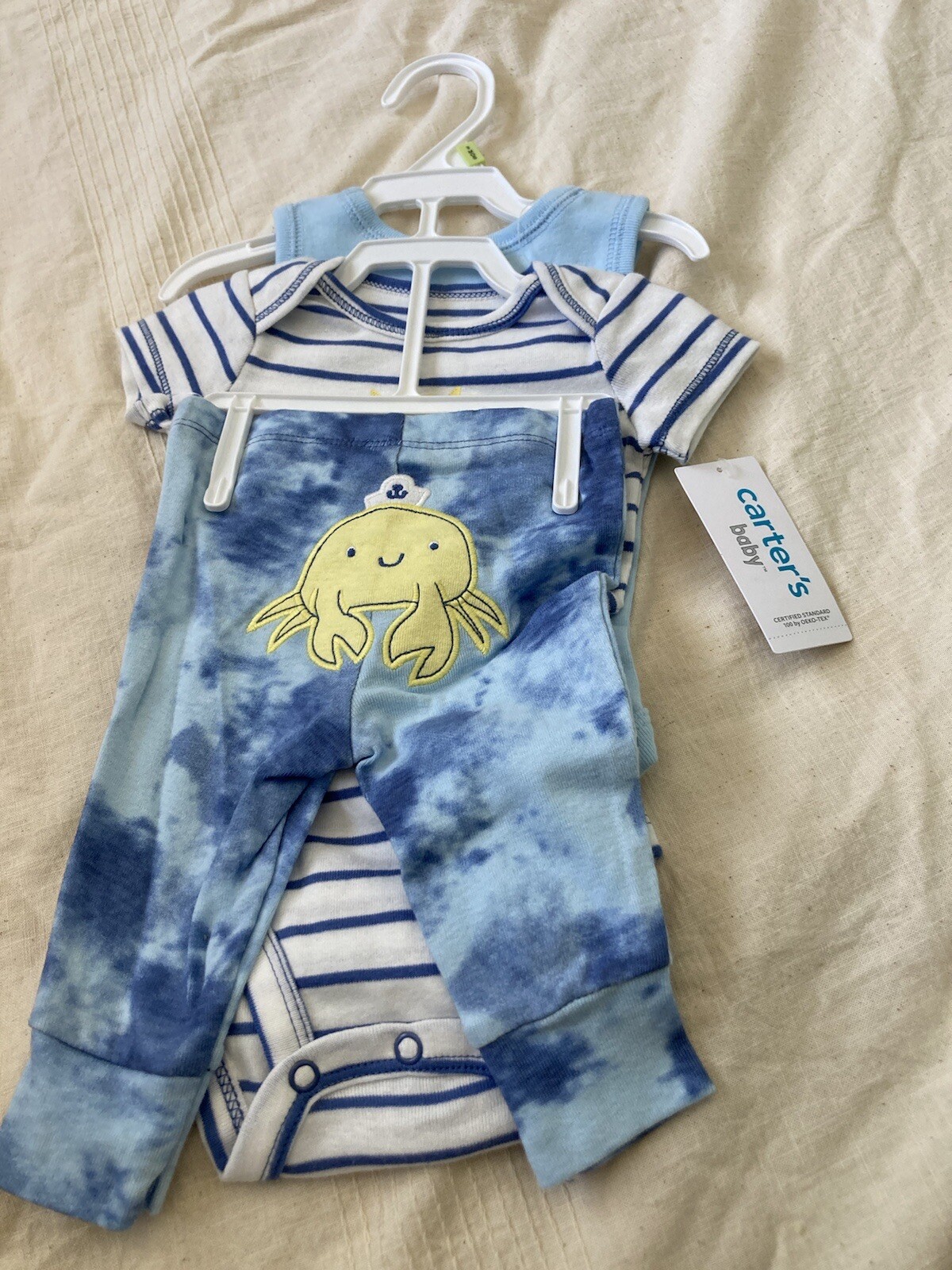 Carters baby boy 3 piece knit crab outfit size 3M NWT