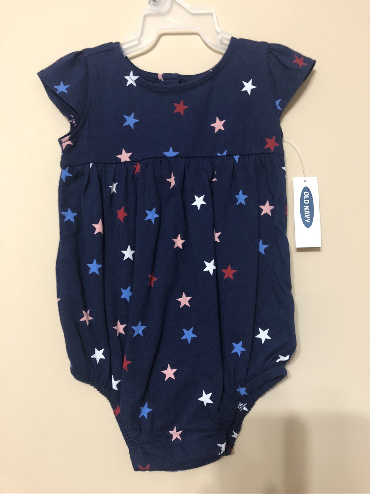 Old Navy Bubble Romper Cotton Jersey Baby Girl 6-12 months Patriotic 4th Of July