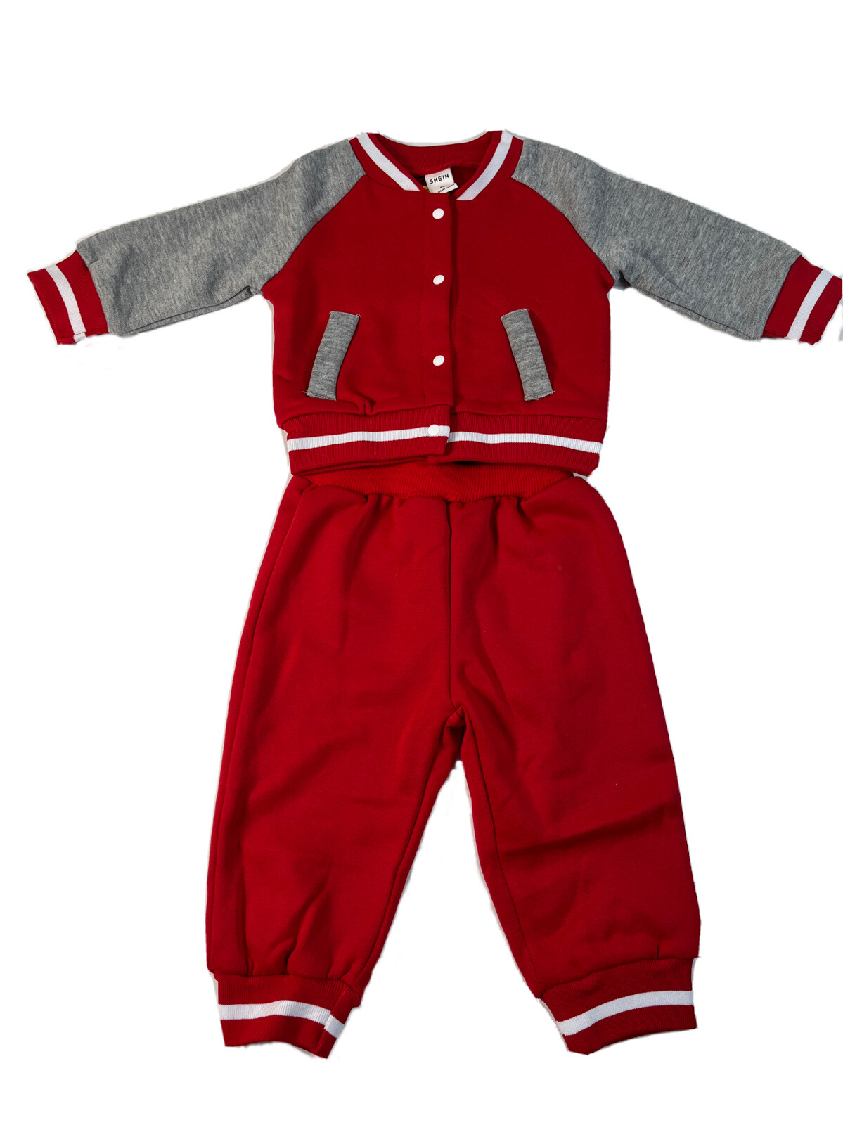 Shein Baby Raglan Sleeve Thermal Varsity Jacket & Sweatpants Size 68