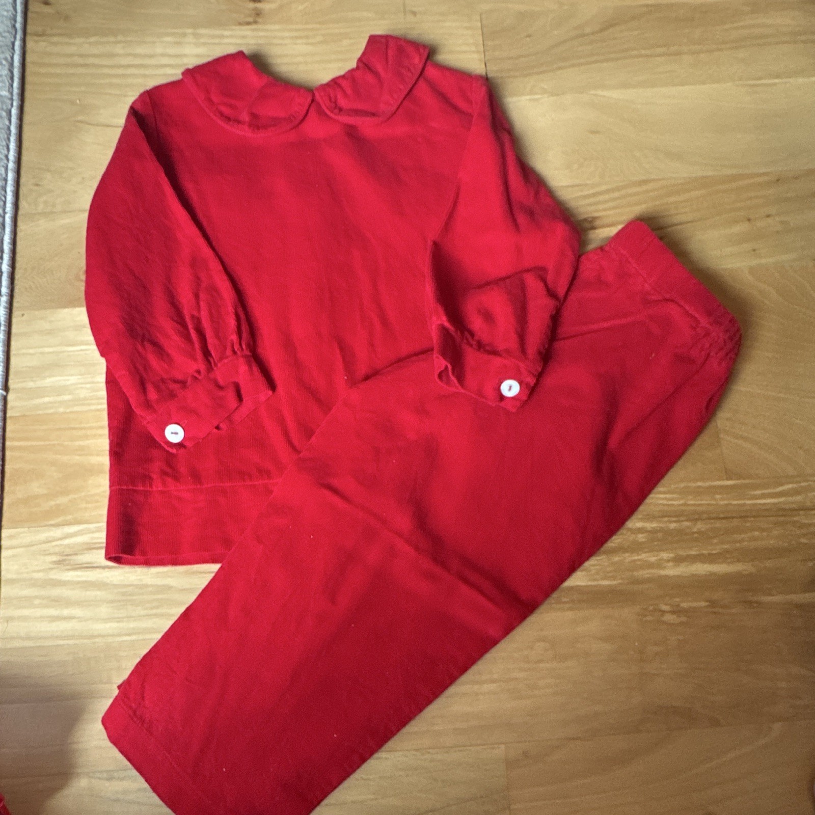 La Jenns Red Corduroy Button Top & Pants Set, 2T, 2-Piece, Fall/Winter