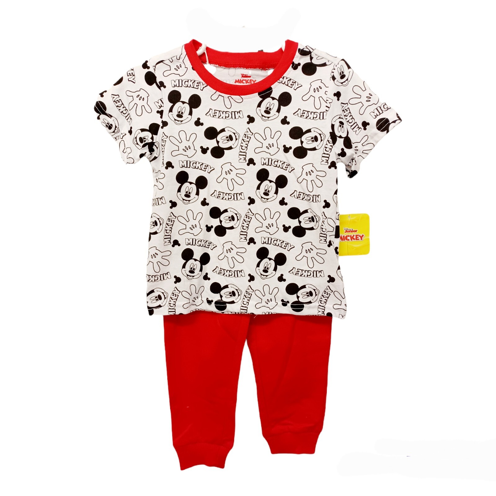 Disney Mickey Mouse 2 Pc Pant Set-3T Red-Black-White-Short Sleeves