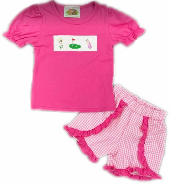 EMBROIDERED GOLF APPLIQUE SHORTS OUTFIT – NEW – SIZE 2T