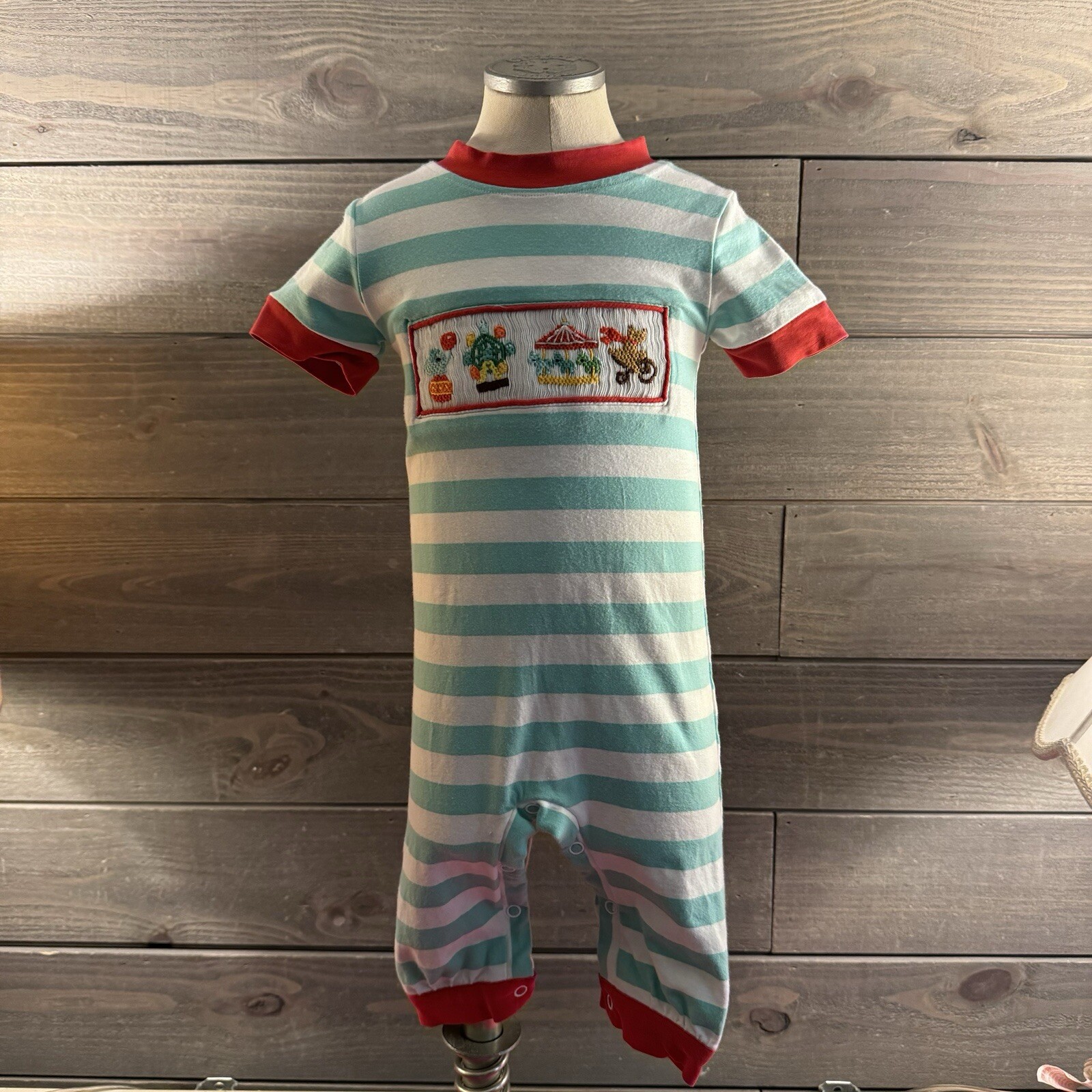Busy Bees Smocks Circus Themed Striped Outfit 6 Months