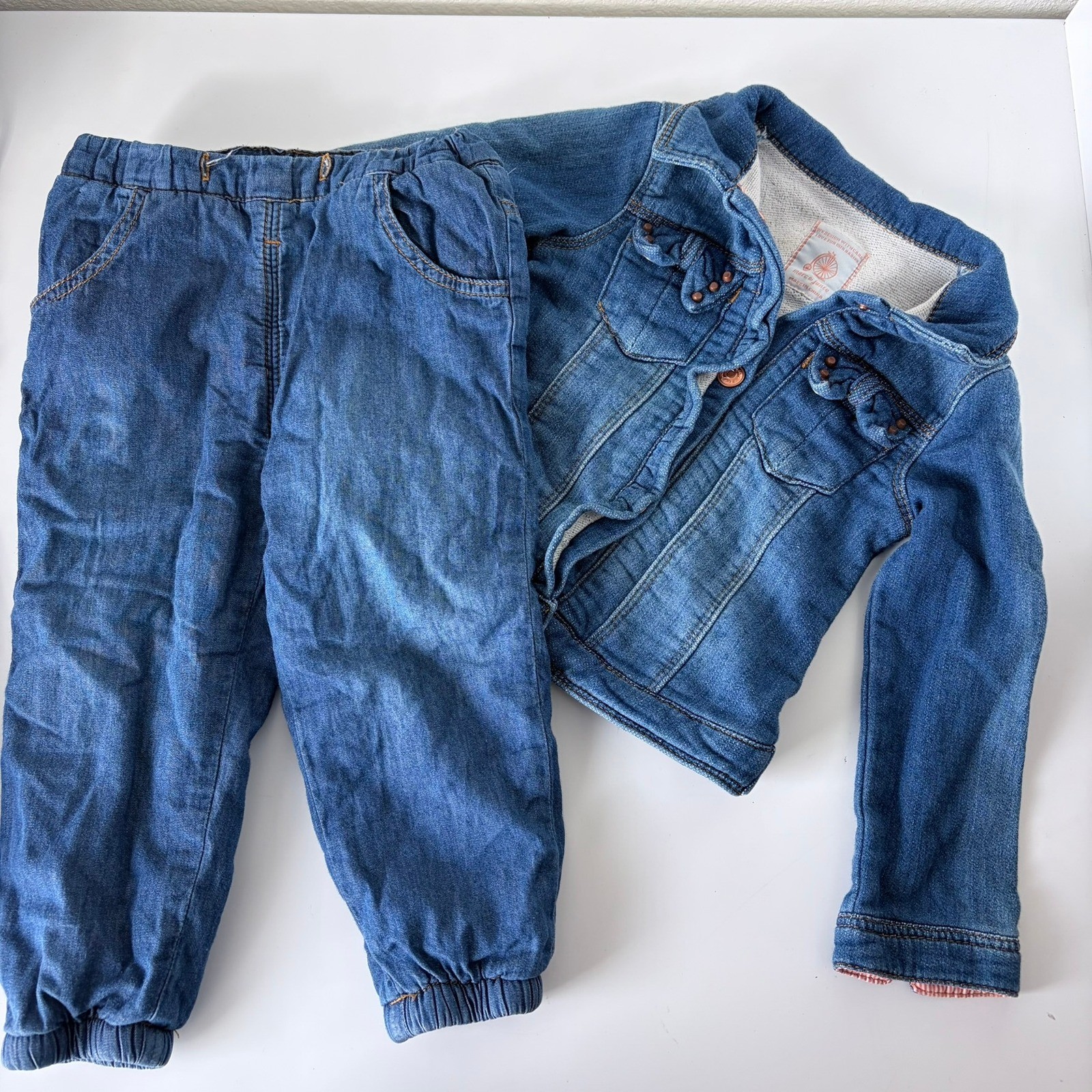 Marc & Janie Denim Jacket Jeans Set Kids 18M 24M Blue Cotton Lined Outfit Winter