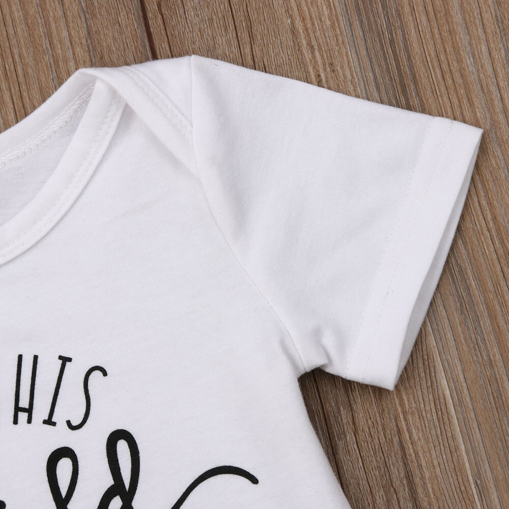 Newborn Baby Girl Boys Button Romper Tops Bodysuit Letter Outfits Set Clothes