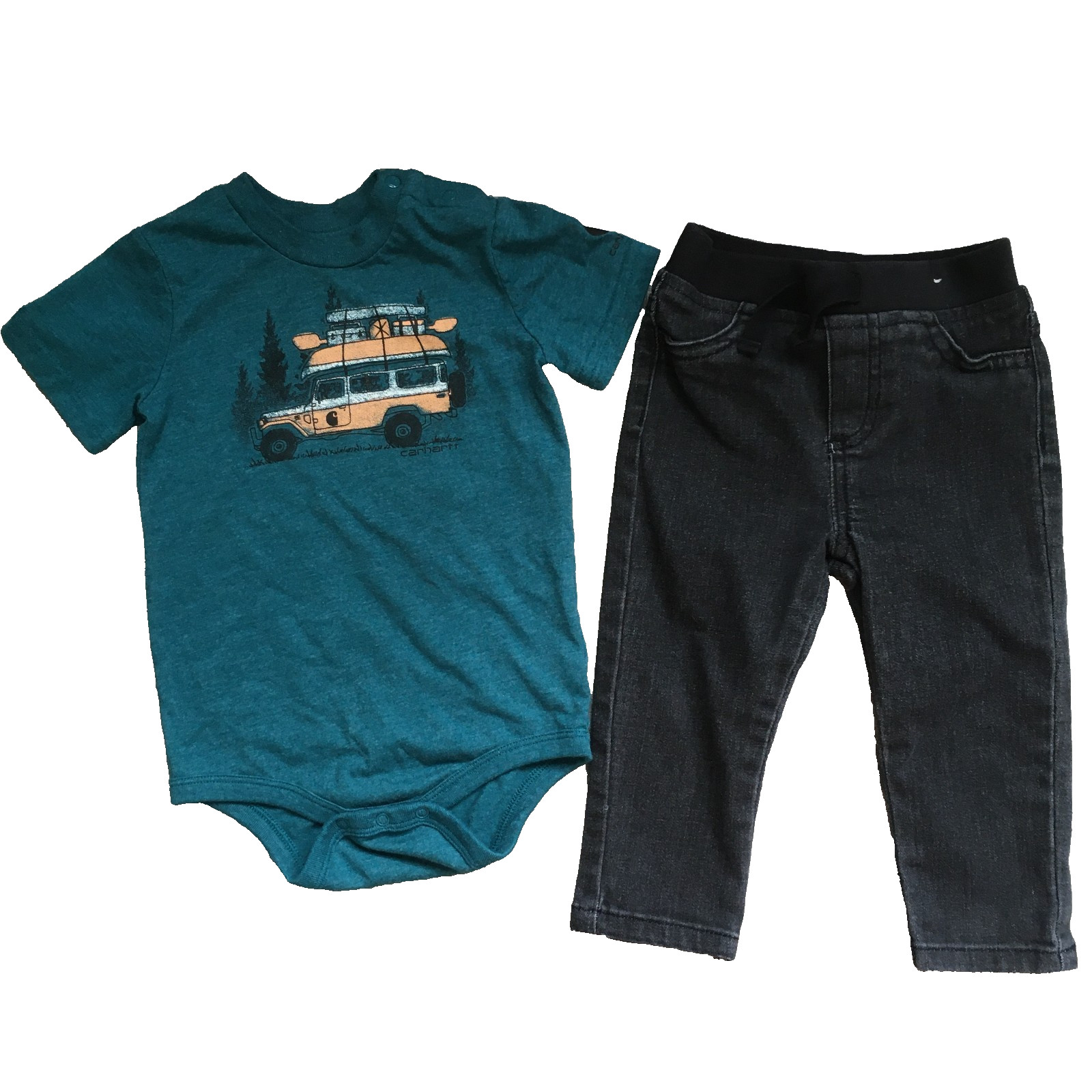Boys Carhartt Bodysuit Shirt Garanimals Black Pull on pants size 18 Months