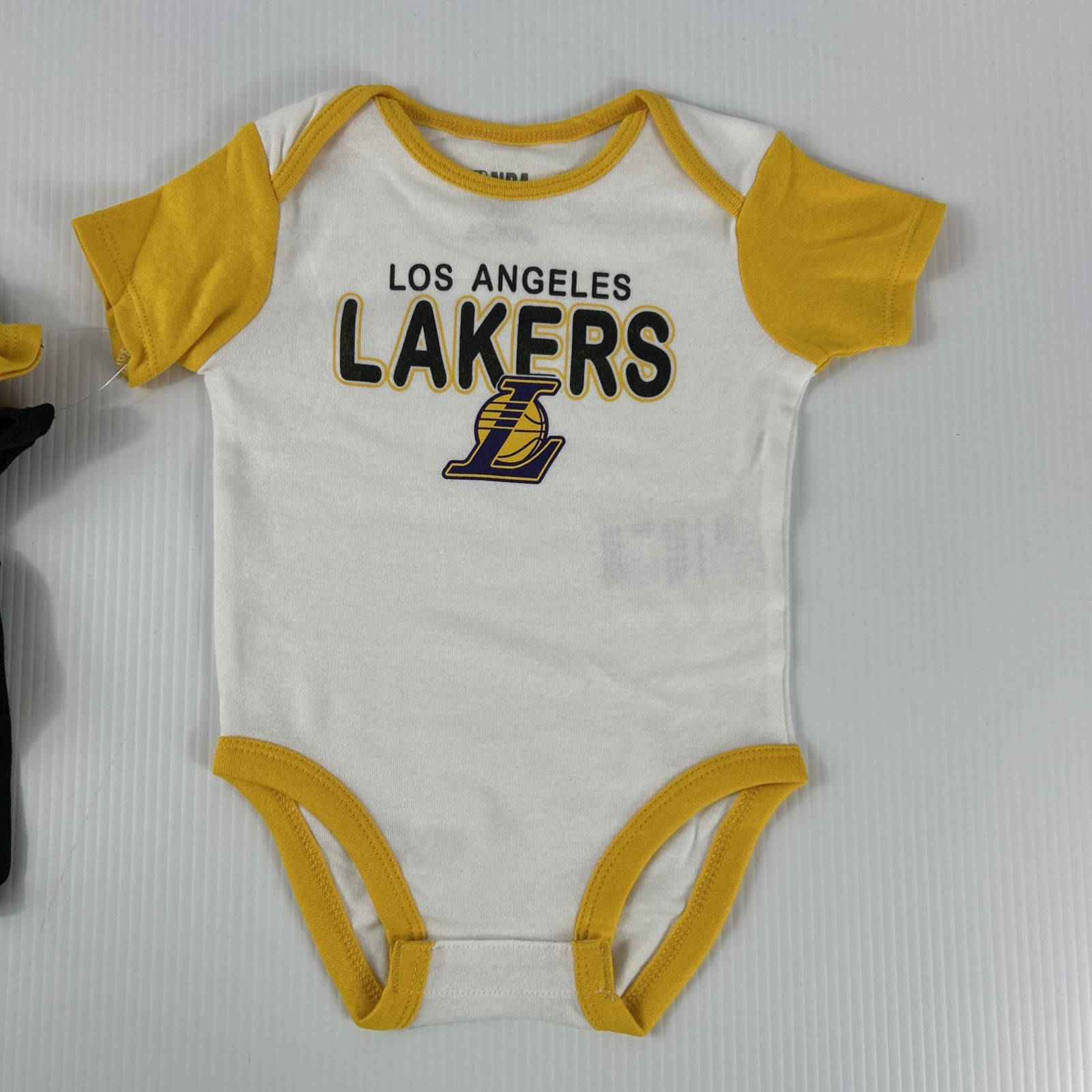(3) NBA LA Lakers 1 PC Infant Outfits 3-6 month NWT Black Yellow White Cotton