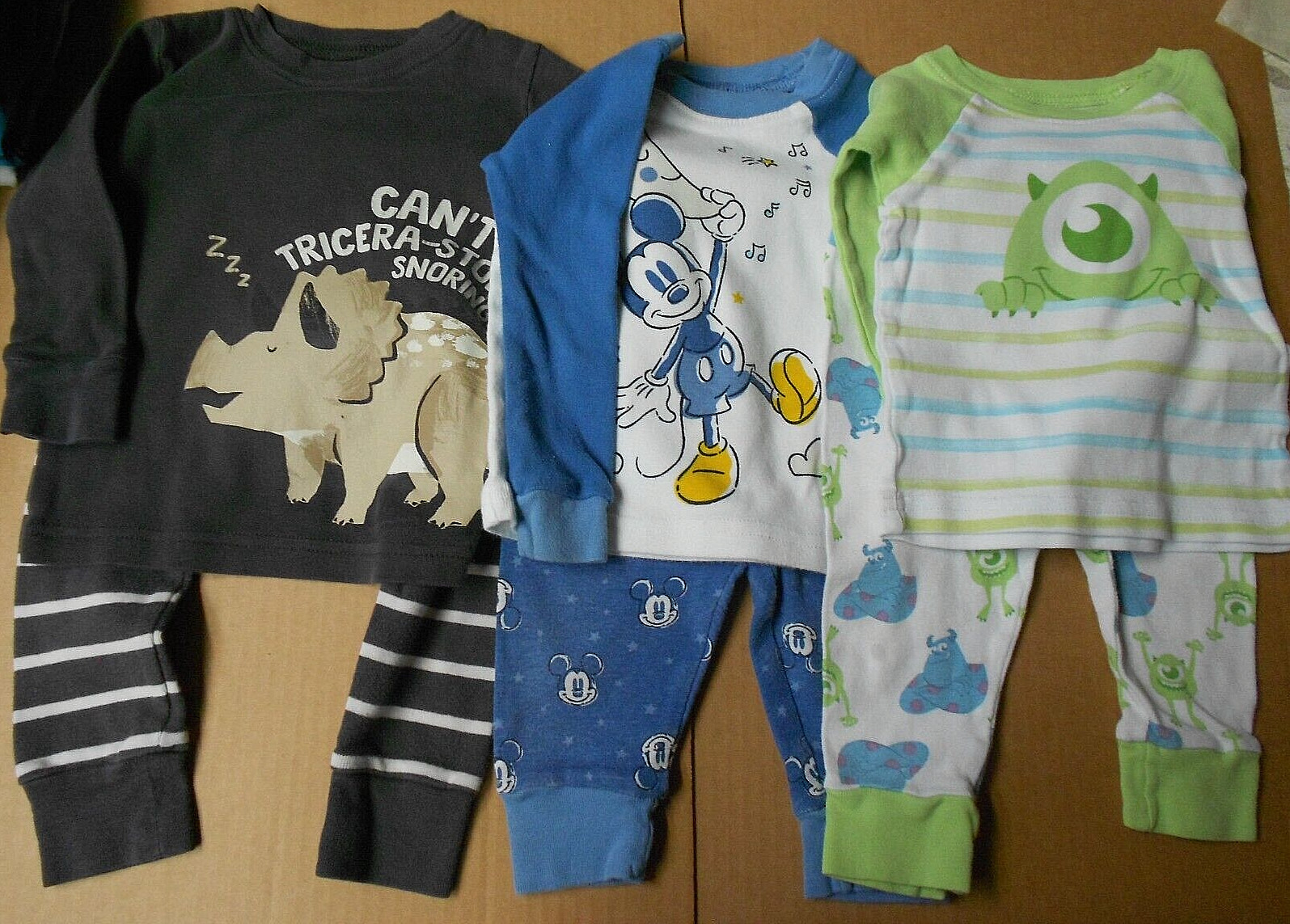 CAETER’S & DISNEY Longsleeve Shirt & Jogger Sets BOYS 12M Dino/Mickey/Monsters