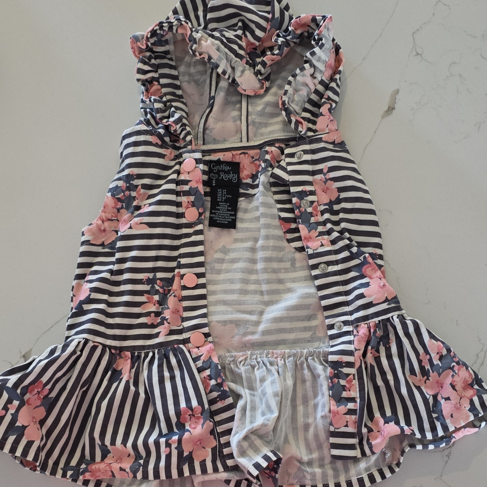 Cynthia Rowley Bailey’s Blossoms Jordache Girls 2T Floral Dress Set Overall Top