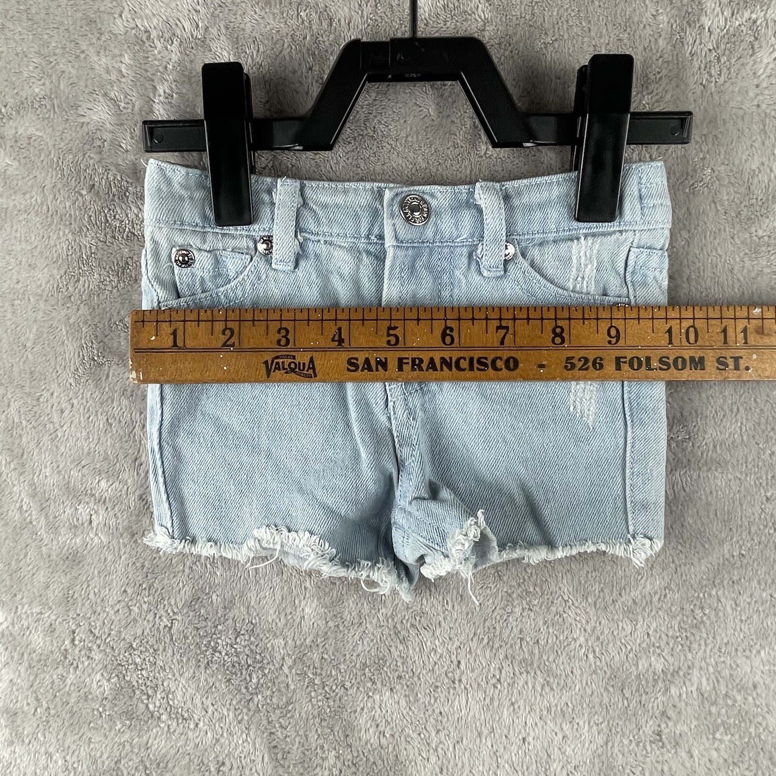 7 For All Mankind Girls Denim Shorts Light Wash Frayed Hem Size 24M Toddler