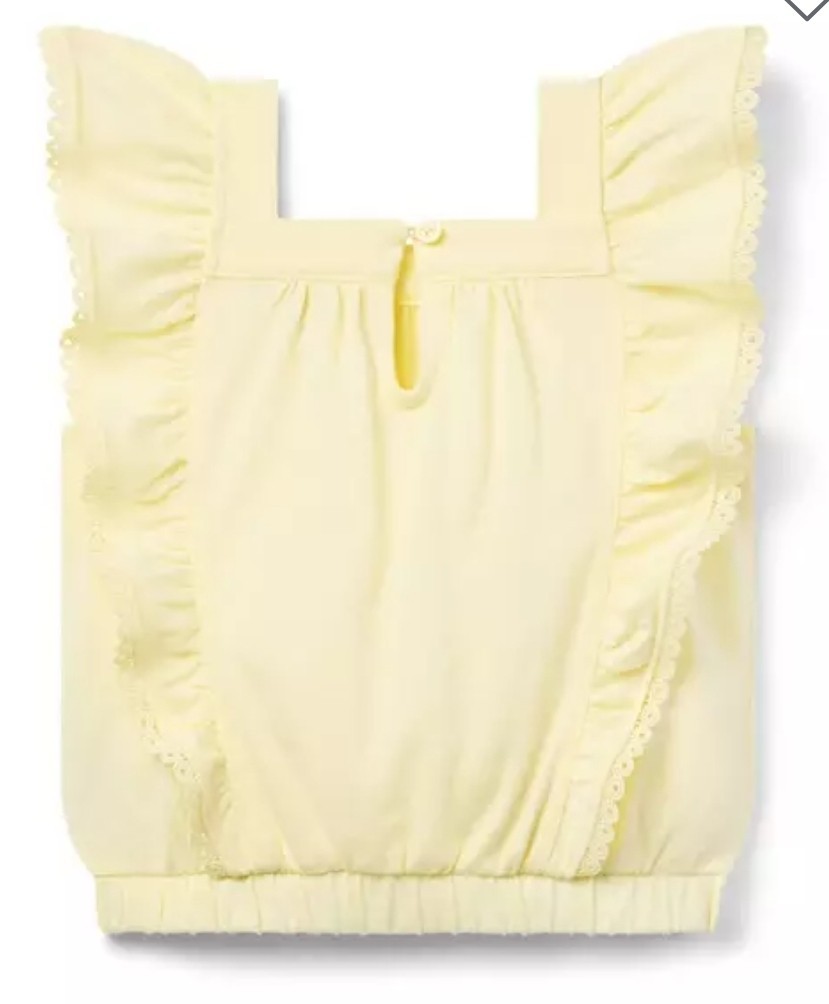 Janie and Jack Girls Baby Lace Trim Flutter Sleeve Top 6-12M Yellow