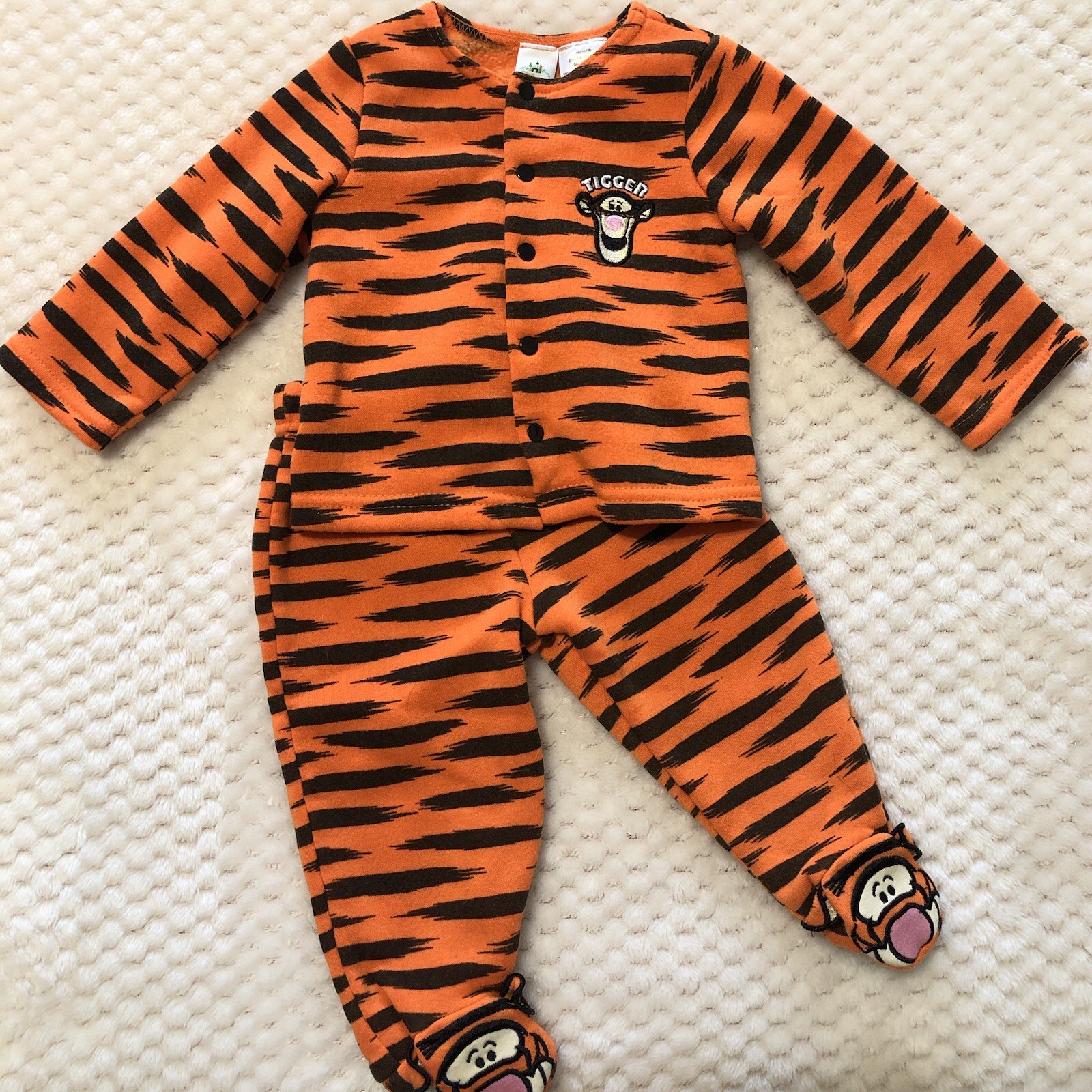 Disney Baby Tigger Outfit 3/6M 6M Winnie the Pooh Top Footed Pants One Piece