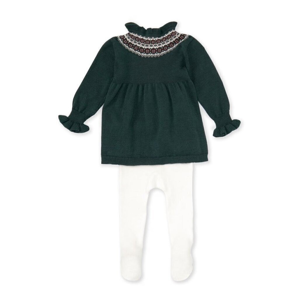 NWT Edgehill Collection Baby Girl Smocked Fairisle Mock Neck Holiday dress set