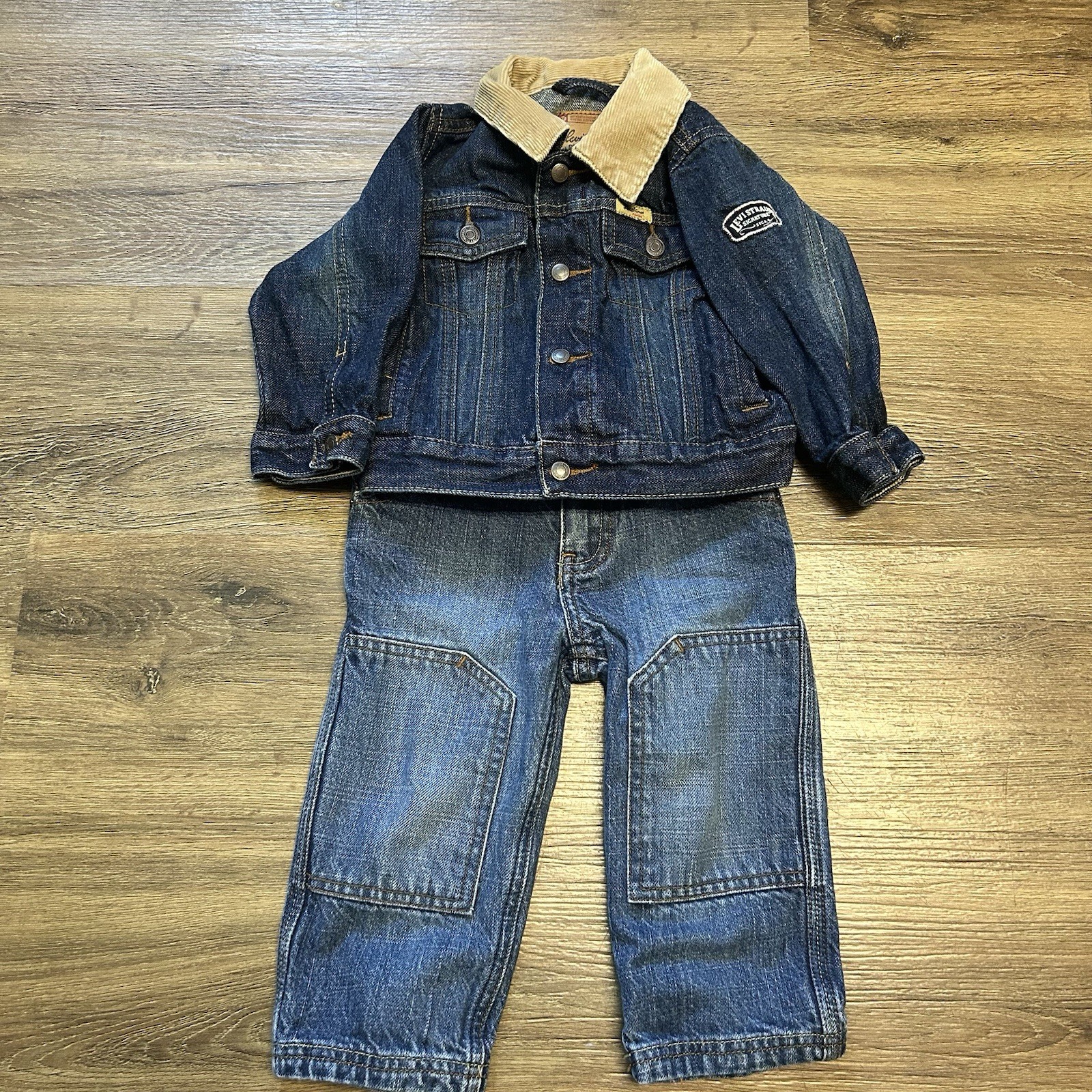 Levi Strauss Denim Jacket And Double Knee Jeans Size 18 Months